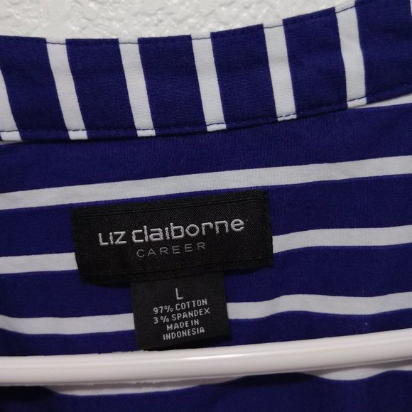 Liz Claiborne Career Women's Sleeveless Striped Tie Front Top Blouse size Large - Picture 5 of 7